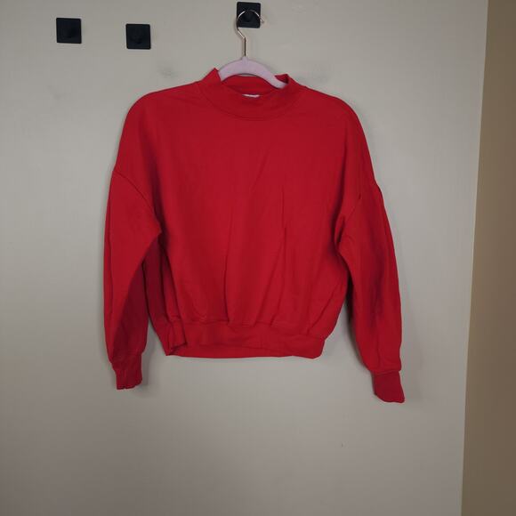 Habitual Cropped Mock Neck Sweatshirt in Red Size XS - Picture 1 of 8